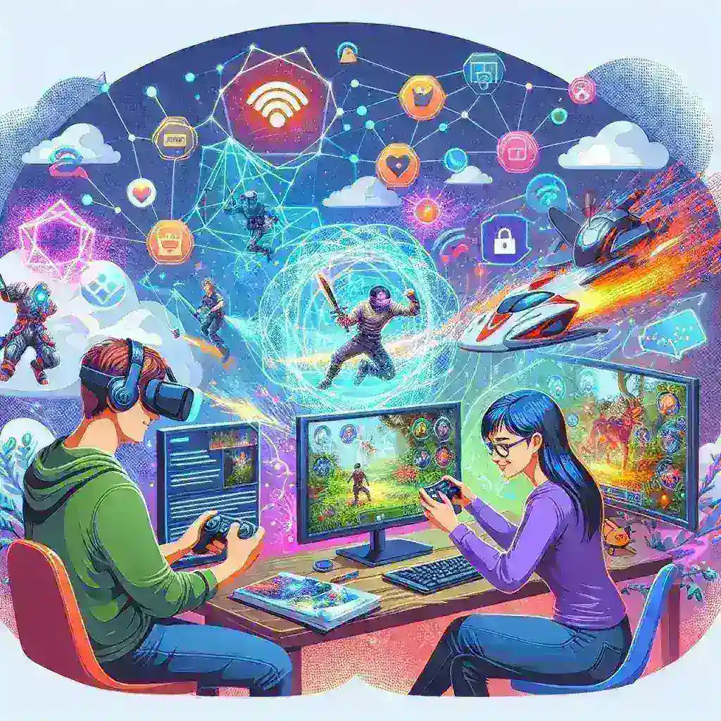 "Jogador imerso em experiência de realidade aumentada enquanto teste uma nova plataforma de streaming de jogos na indústria de games."